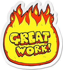 sticker of a great work cartoon symbol