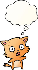 cartoon cat with thought bubble in smooth gradient style