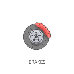 Car brake icon. Outline colorful icon of brake on white. Vector illustration