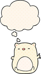 cartoon polar bear with thought bubble in comic book style