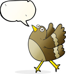 freehand drawn speech bubble cartoon happy bird