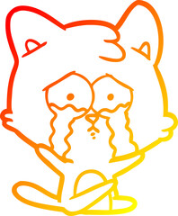 warm gradient line drawing of a cartoon cat