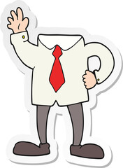 sticker of a cartoon headless businessman