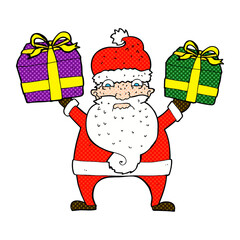 cartoon angry santa bearing gifts