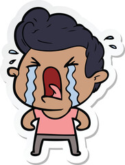 sticker of a cartoon crying man