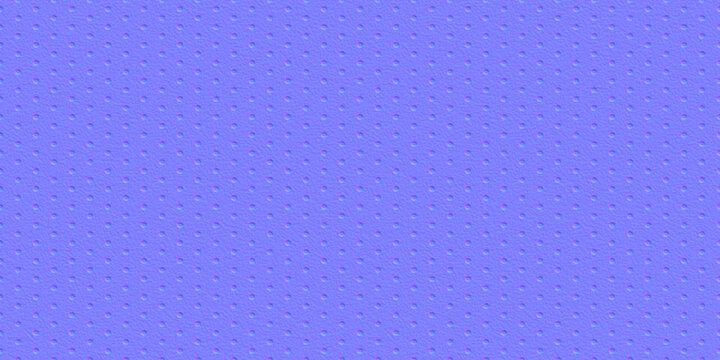 Seamless perforated leather with pierced holes normal map background texture. Auto steering wheel or seat upholstery pattern. Realistic game design bump or height mapping material shader 3D rendering.