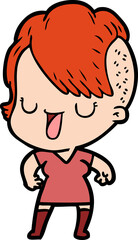 cute cartoon girl with hipster haircut