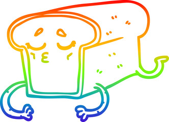rainbow gradient line drawing of a cartoon loaf of bread