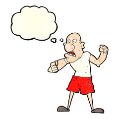 cartoon violent man with thought bubble