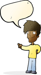 cartoon man pointing with speech bubble