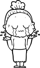 cartoon crying old lady