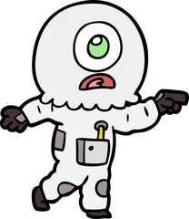 cartoon cyclops alien spaceman pointing