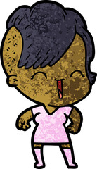 cartoon happy hipster girl