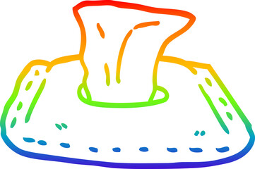rainbow gradient line drawing of a cartoon toilet wipes