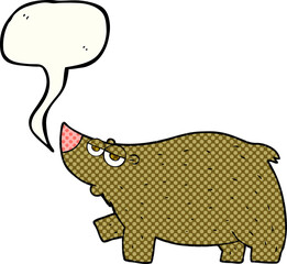 freehand drawn comic book speech bubble cartoon bear