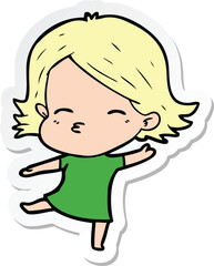 sticker of a cartoon woman dancing