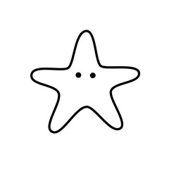 Star fish flat icon. Outline. Cartoon. vector illustration. - obrazy, fototapety, plakaty