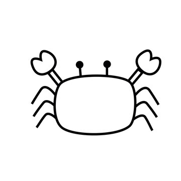 Cartoon crab icon. Outline. vector illustration.
