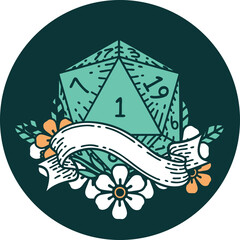 icon of natural one d20 dice roll