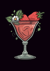  Strawberry daiquiri - art nouveau - isolated on dark background