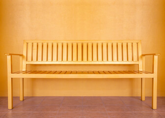 Fototapeta na wymiar The Blank Gold color Bench in golden room.