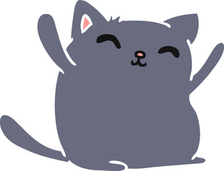 cartoon illustration of cute kawaii cat