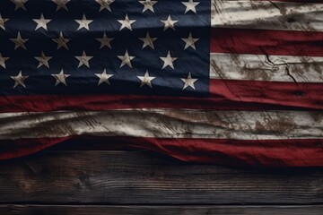 USA flag on dark wooden background. Generative AI