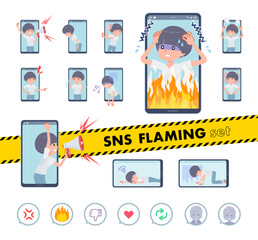 SNS炎上に関するTシャツマッシュヘア女性のセット