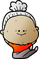 cartoon happy old woman