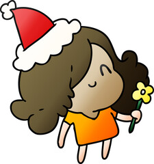 hand drawn christmas gradient cartoon of kawaii girl