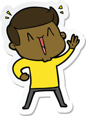 sticker of a cartoon happy man