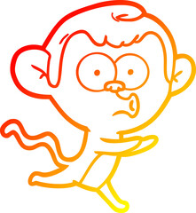 Obraz premium warm gradient line drawing of a cartoon hooting monkey