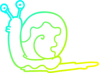 cold gradient line drawing of a cartoon snail