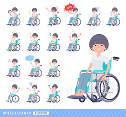 車椅子に乗るTシャツマッシュヘア女性のセット