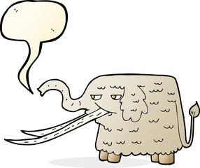 cartoon woolly mammoth with speech bubble