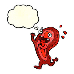 meat cartoon character with thought bubble
