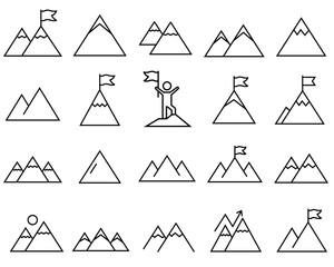 Mountains line icon, logo vector