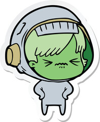 sticker of a cartoon astronaut woman