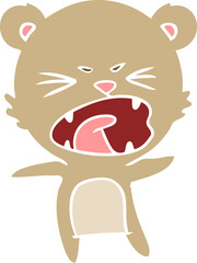 angry flat color style cartoon bear