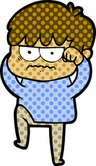 annoyed cartoon boy