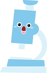 flat color retro cartoon of a microscope