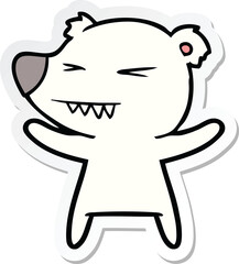 sticker of a angry polar bear cartoon