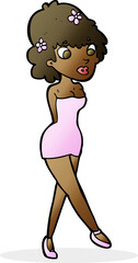 cartoon woman posing in dress