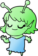 smiling alien girl cartoon