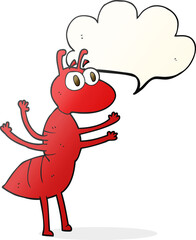 freehand drawn speech bubble cartoon ant