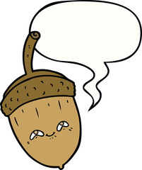 cartoon acorn with speech bubble