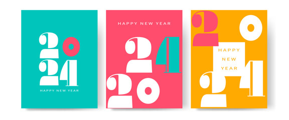2024 new year design template for poster, flyer, calendar, cover and media post