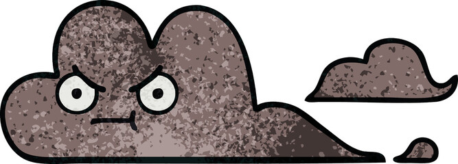 retro grunge texture cartoon of a storm cloud