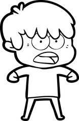 worried cartoon boy