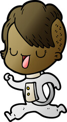 cartoon astronaut girl with hipster hair